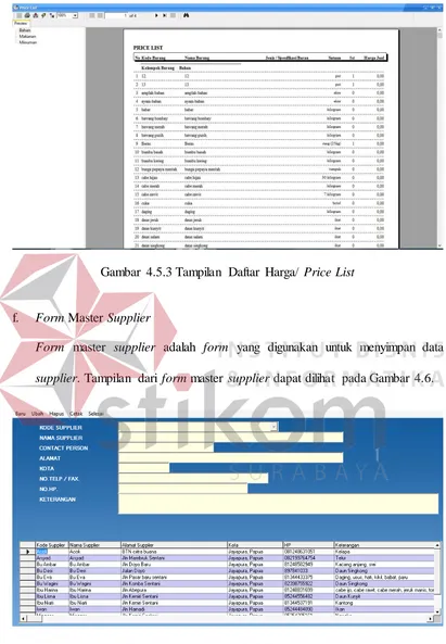 Gambar 4.5.3 Tampilan Daftar Harga/ Price List 