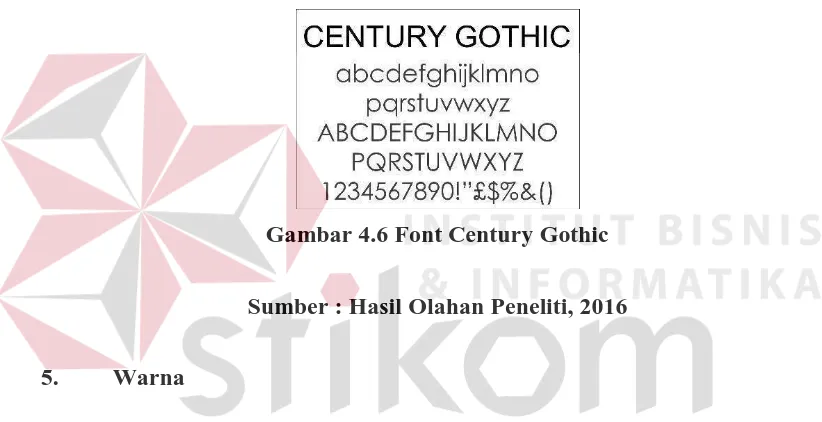 Gambar 4.6 Font Century Gothic 