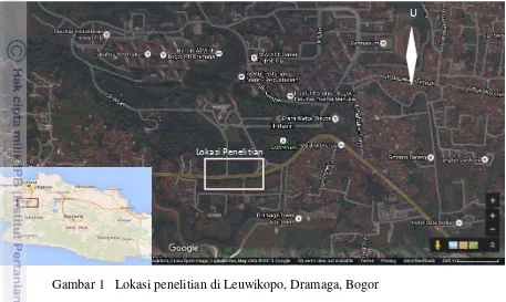 Gambar 1   Lokasi penelitian di Leuwikopo, Dramaga, Bogor 
