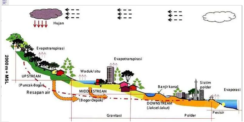 Gambar 1 Upstream, middlestream, dan downstream DAS Ciliwung (jakarta.go.id) 