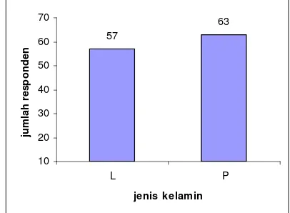 Gambar 5.  Diagram batang persentase responden berdasarkan jenis kelamin 