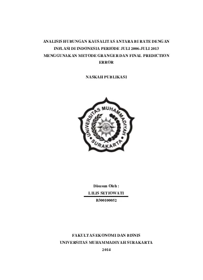 ANALISIS HUBUNGAN KAUSALITAS ANTARA BI RATE DENGAN INFLASI DI INDONESIA ...