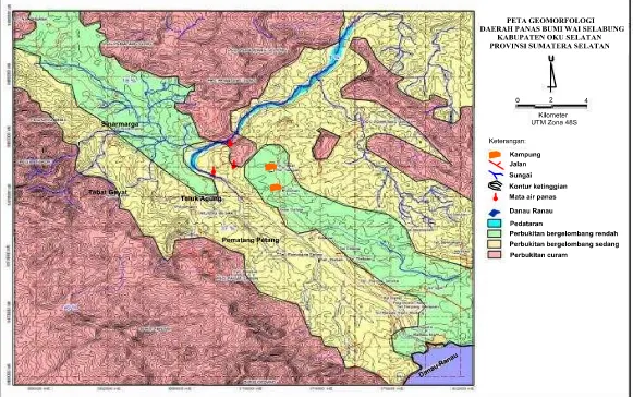 Gambar 2. Peta Geomorfologi daerah Wai Selabung (PSDG, 2011). 