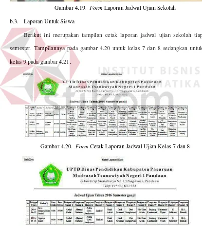 Gambar 4.20. Form Cetak Laporan Jadwal Ujian Kelas 7 dan 8 
