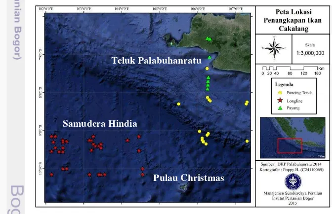 Gambar 4 Daerah penangkapan ikan cakalang ( Katsuwonus pelamis) 