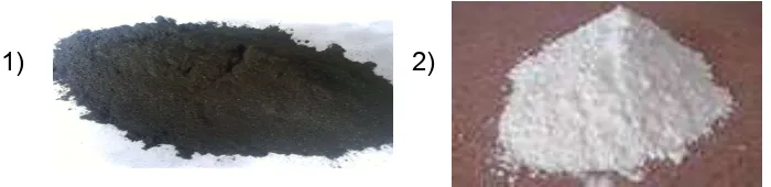 Gambar 1 Arang kayu sengon, gambar 2 Barium karbonat (BaCO  Arang kayu sengon  Barium karbonat (BaCOgambar 1Arang kayu sengon yang digunakan berupa serbuk seperti pada 3) 