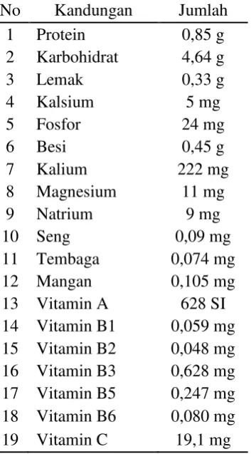 Tabel 5. Kandungan tomat per 100 gram. 