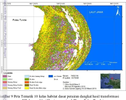 Gambar 9 Peta Tematik 10 kelas habitat dasar perairan dangkal hasil transformasi 