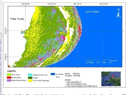 Gambar 10 Peta Tematik 6 kelas habitat dasar perairan dangkal hasil transformasi DII 