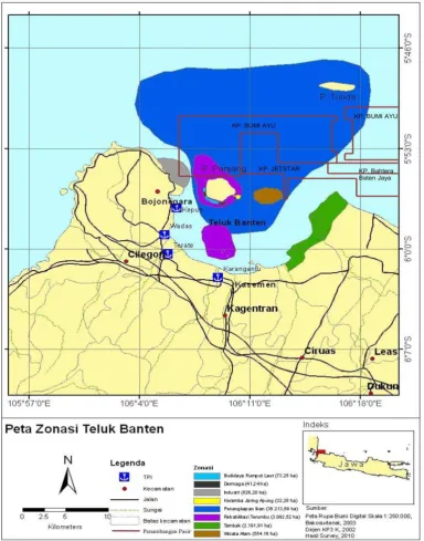 Gambar 2  Peta zonasi umum pemanfaatan kawasan Teluk Banten 