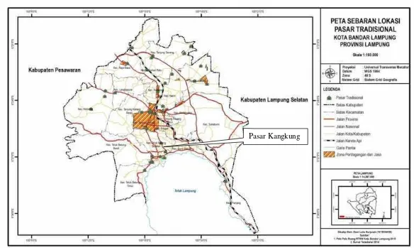 Gambar 1. Peta Sebaran Lokasi Pasar Tradisional Kota Bandar Lampung.