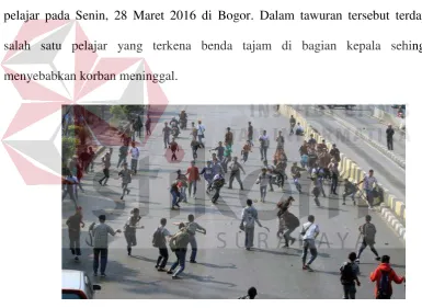 Gambar 1.1 Tawuran Antar Pelajar 