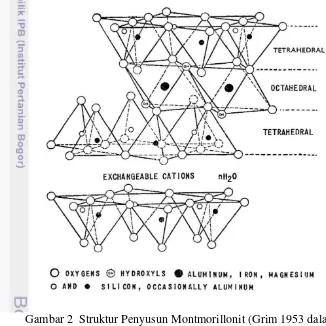 Gambar 2  Struktur Penyusun Montmorillonit (Grim 1953 dalam Clem 