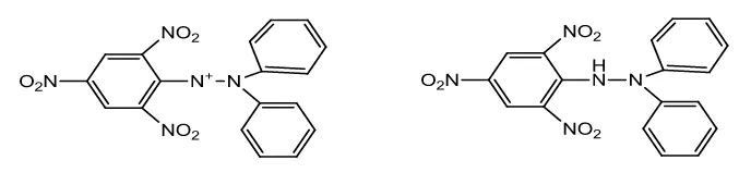 Gambar 7. Struktur Diphenylpycrilhydrazil dan Diphenylpycrilhydrazine 
