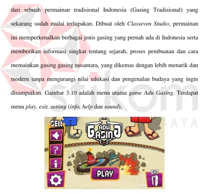 Gambar 3.10 Menu Utama Adu Gasing (Sumber: Classeven Studio) 
