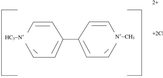 Gambar 1. Rumus molekul parakuat diklorida 1.1’−dymethyl−4,4’bipyridinium (Anderson, 1977).