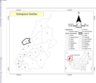 Gambar 2 Lokasi penelitian di Kecamatan Tangaran Kabupaten Sambas 