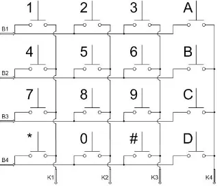 Gambar 5. Rangkaian Tombol Keypad Matrix 4x4 