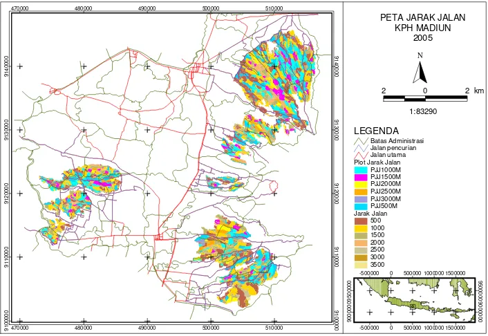 Gambar 18. Diagram persentase jarak jalan pada plot tercuri. 