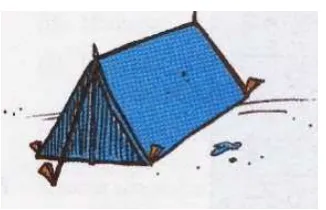 Gambar tenda yang berbentuk prisma segitiga. 