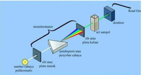 Gambar 5. Diagram kerja spektrofotometer (Owen, 2000) 