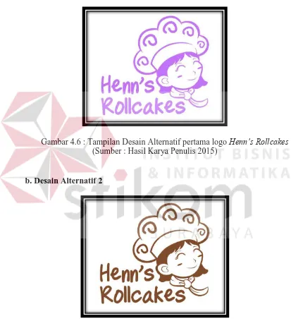 Gambar 4.6 : Tampilan Desain Alternatif pertama logo Henn’s Rollcakes (Sumber : Hasil Karya Penulis 2015) 