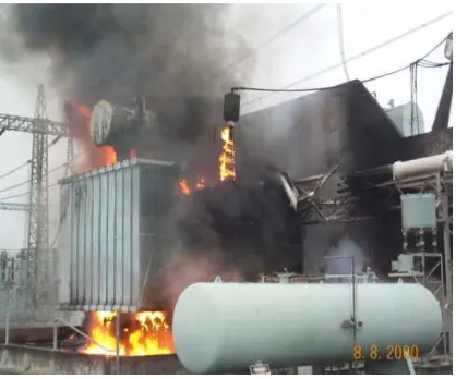Figure 1.1 Damage to the transformer at TNB substation 