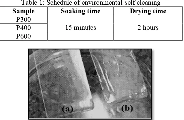 Table 1: Schedule of environmental-self cleaning 