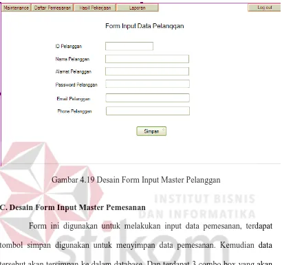 Gambar 4.19 Desain Form Input Master Pelanggan 