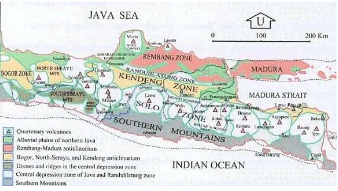 Gambar 2.1 Fisiografi Jawa Tengah. 