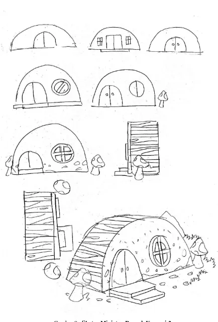Gambar 9 : Sketsa Miniatur Rumah Kurcaci 2(Sumber : Dokumentasi Kevin/Februari 2017) 