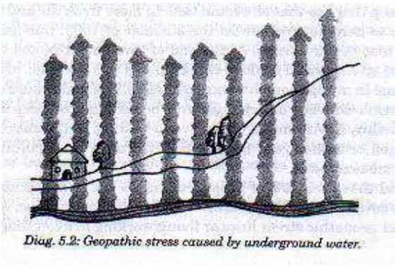 Gambar  1. Medan Geopatis Akibat Aliran Air Bawah Tanah  (Sumber: Dr.Yes T.Y Lim,1999) 