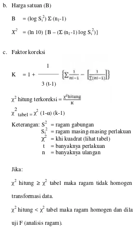 tabel = χ2 (1-α) (k-1)