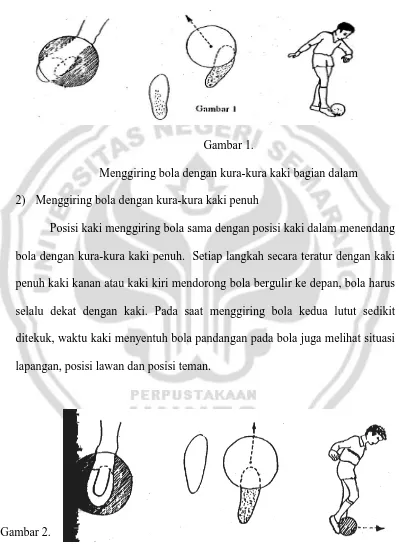 Gambar 1.  Menggiring bola dengan kura-kura kaki bagian dalam 