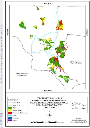 Gambar 4  Peta penutupan lahan tahun 2013 BKPH Sadang KPH Purwakarta 