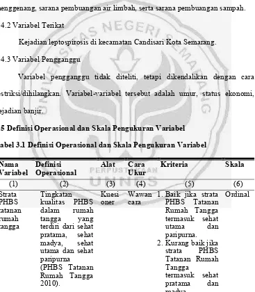 Tabel 3.1 Definisi Operasional dan Skala Pengukuran Variabel 