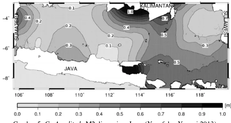 Gambar 5. Co-Amplitude M2 di perairan Jawa (Yusuf dan Yanagi 2013) 