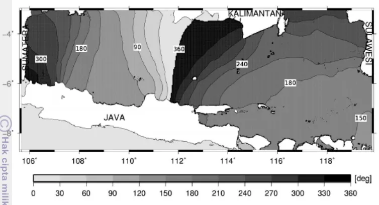 Gambar 6. Co-Phase M2 di perairan Jawa (Yusuf dan Yanagi 2013) 