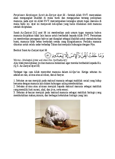 Penjelasan Kandungan Surah Az Zariyat Ayat 56