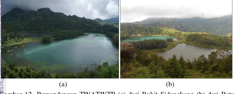 Gambar 12  Pemandangan TWATWTP (a) dari Bukit Sidengkeng (b) dari Batu 