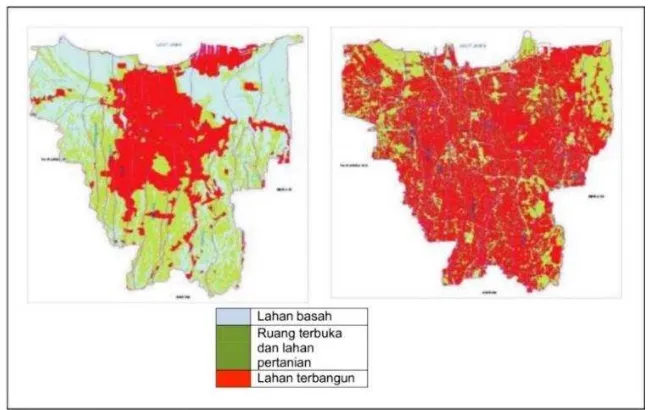 Gambar I.3 Peta Perubahan Guna Lahan DKI Jakarta Tahun 1970 dan 2000 