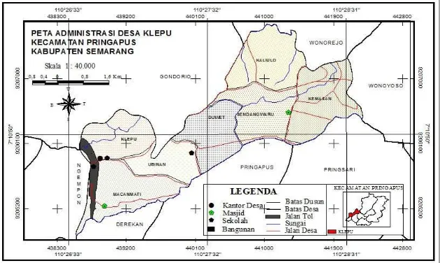 Gambar 4.1. Peta Administrasi Desa Klepu Kecamatan Pringapus Kabupaten Semarang