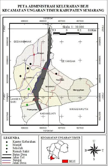 Gambar 4.2. Peta Administrasi Kelurahan Beji Kecamatan Ungaran Timur Kabupaten Semarang  
