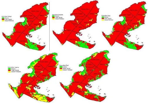 Gambar 6. Sketsa kesesuaian komoditas di kabupaten Halmahera Timur 2008 