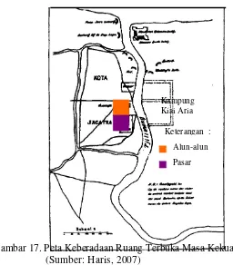 Gambar 17. Peta Keberadaan Ruang Terbuka Masa Kekuasaan Jayakarta  