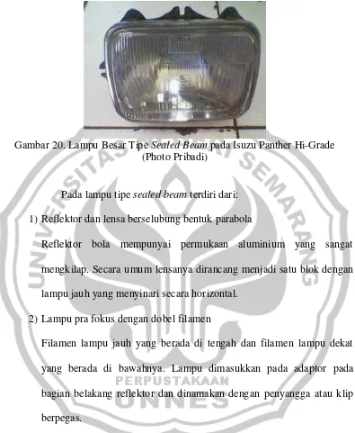 Gambar 20. Lampu Besar Tipe  Sealed Beam pada Isuzu Panther Hi-Grade 