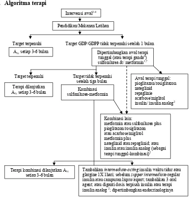 Gambar 1.  Algoritma kontrol glikemi pada pasien diabetes mellitus tipe 2 anak-anak 