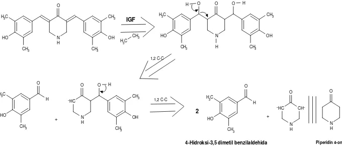 Gambar  5.  Reaksi sintesis analog kurkumin 3,5-bis-(41-hidroksi-31,51-dimetil-