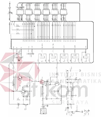 Gambar 3.3 Rangkaian skematik Minimum System ATmega32. (Innovative Electronics, 2004) 