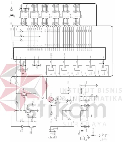Gambar 3.3 Rangkaian skematik Minimum System ATmega32. (Innovative Electronics, 2004) 